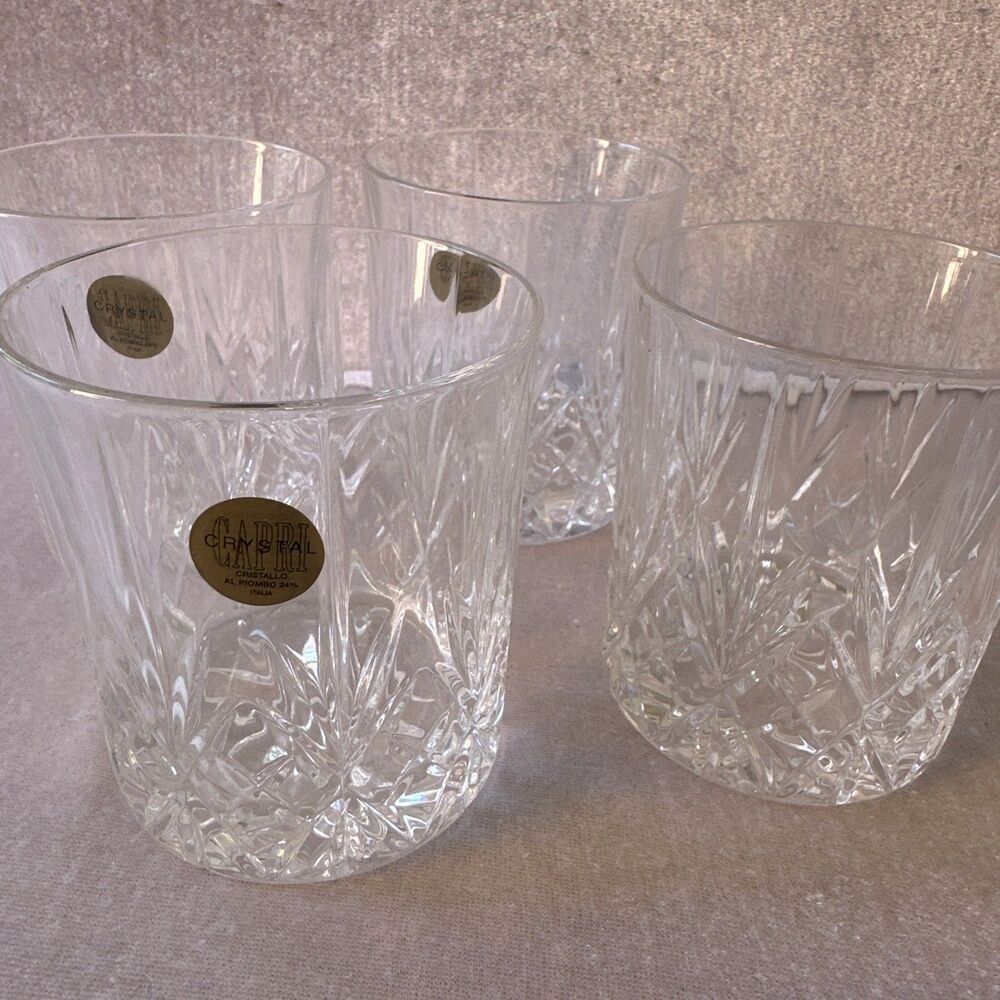 4 Glass of Italian Capri Crystal Whisky Tumblers